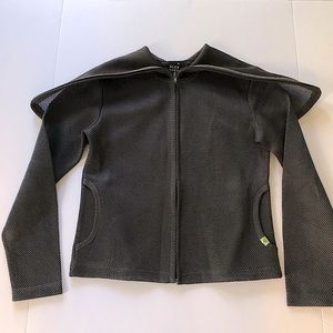 Unusual rare nylon hoodie by Alex Goes connecting zippers, 2 front pockets sz S